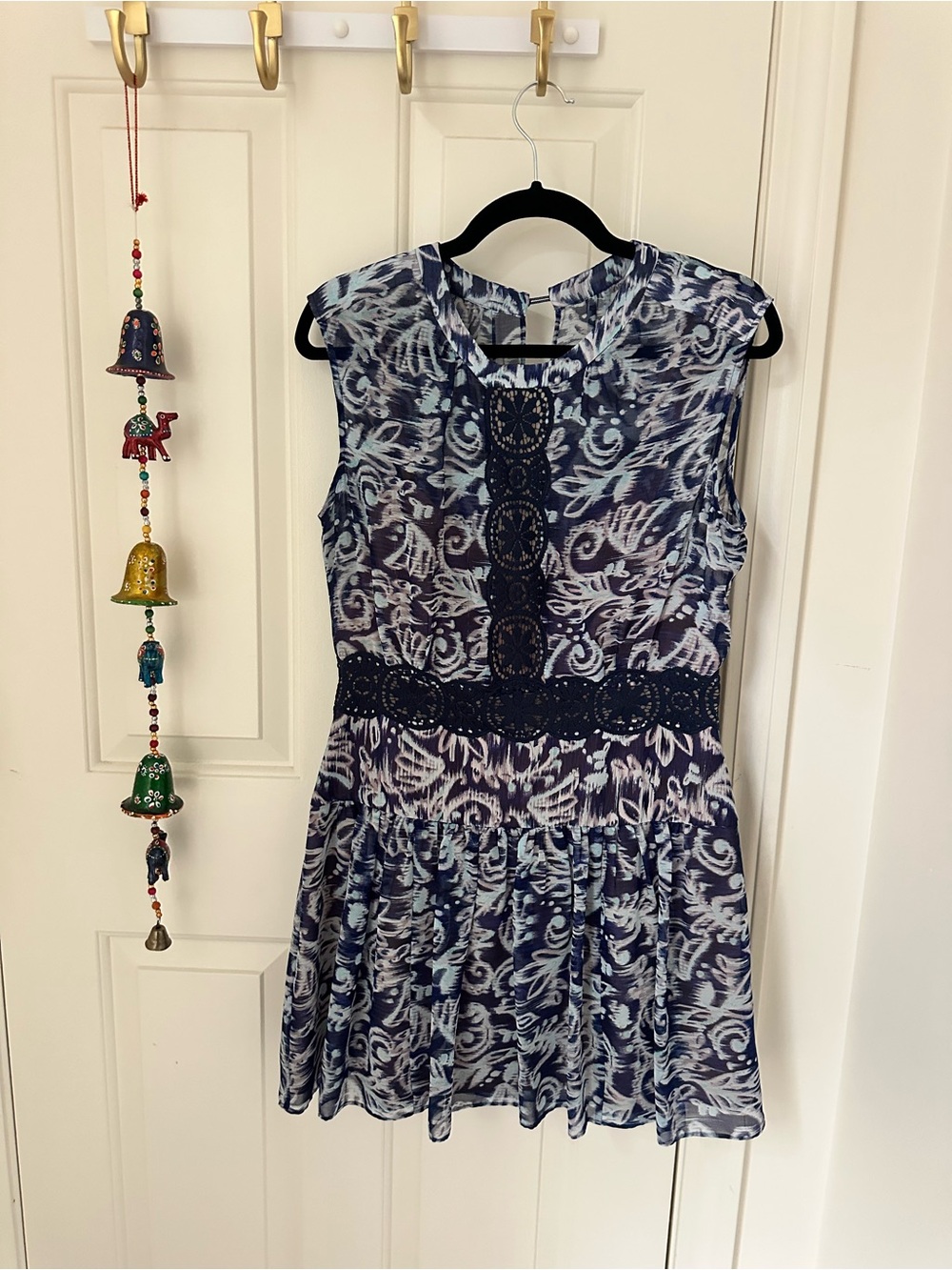 AYMELINE Dress in Royal Blue & White Print 8 Tall